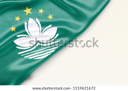 Flag of Macau white background and place for text