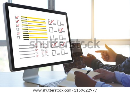 businessman SURVEY and Results Analysis Discovery Concept