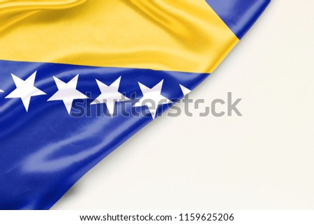 Flag of Bosnia and Herzegovina: white background and place for text