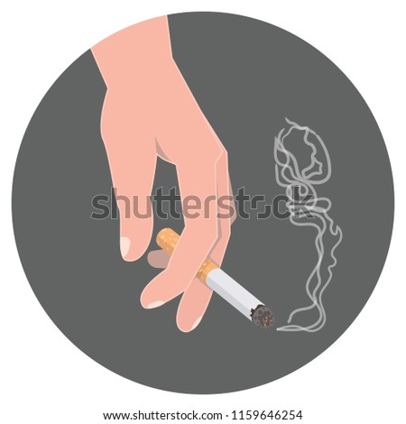 Hand with a cigarette. The illustration propagandizing refusal of smoking.