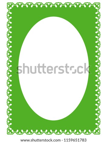 Green oval photo frame border passe-partout vector simple