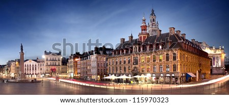 Main square of Lille by night - France Royalty-Free Stock Photo #115970323