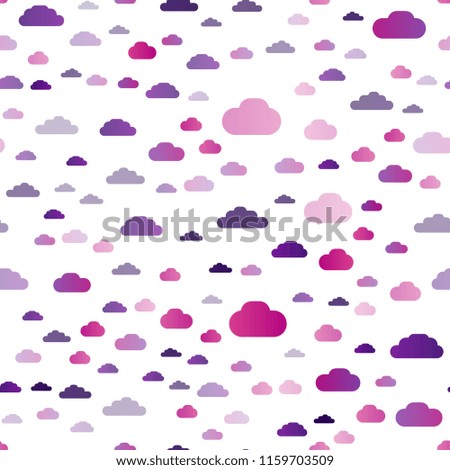 Dark Purple vector seamless pattern with clouds. Illustration in abstract style with colorful clouds. Trendy design for wallpaper, fabric makers.