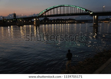 Old Belgrade bridge in Sunset