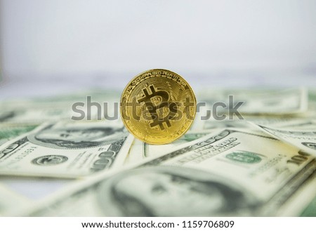 Golden bitcoin, mining bitcoin internet currency concept.