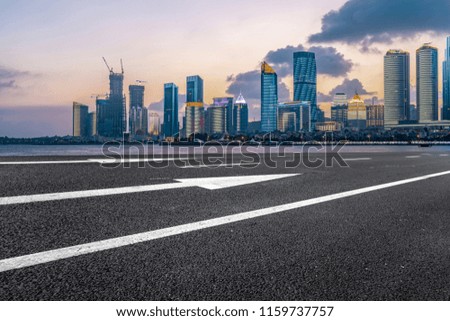 Highway pavement and skyline of Qingdao urban construction

