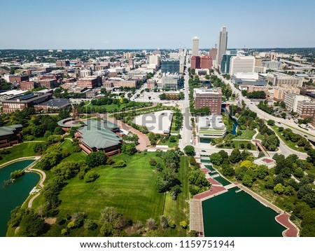 Aerial Photography Downtown Omaha Skyline