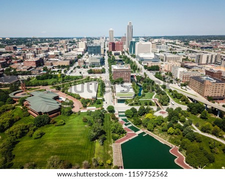 Aerial Photography Downtown Omaha Skyline