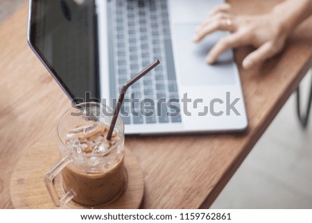 Iced coffee in coffee shop, stock photo