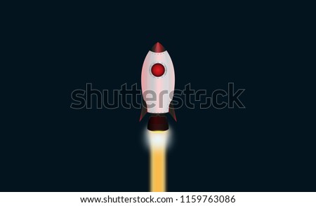 Rocket launch and into space. Startup - flat design. Vector illustration.