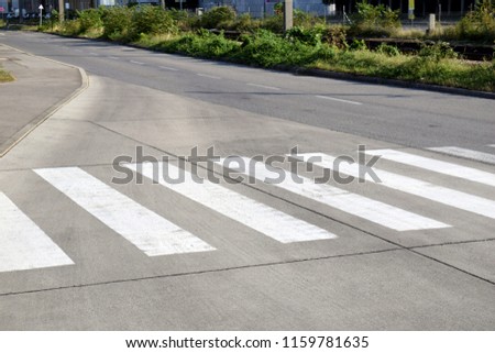 Pedestrian crossing markings on asphalt road
