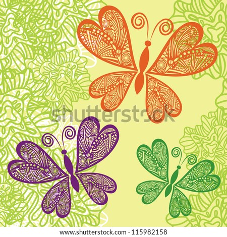 Butterfly pattern floral background vector illustration