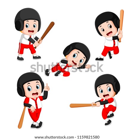 vector illustration of The various positions of the baseball player