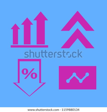 graph vector icons set. with up arrow, growing graph, percent down and statistics in set