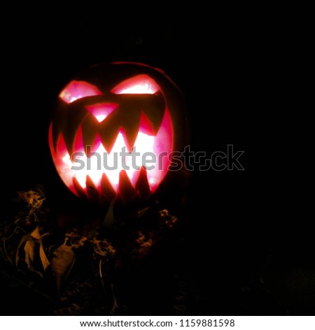Halloween feast of All Saints is celebrated on October 31 pumpkin yellow color cut glows