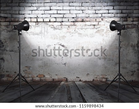 photo studio in old room with brick wall