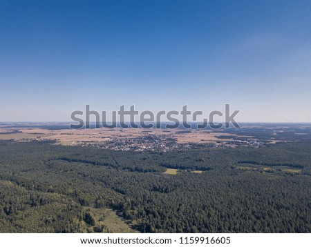 Forest seen from above. Drone landscape with European forest.