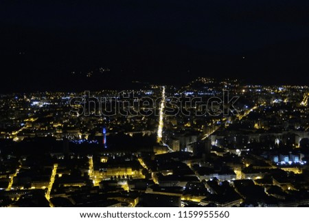 Skyline of the city of Grenoble at night