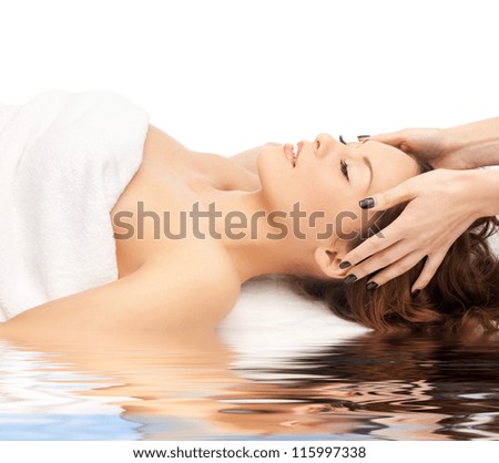 bright closeup picture of beautiful woman in spa