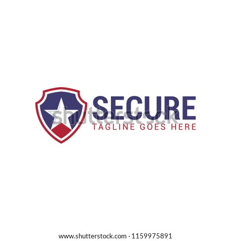 shield secure star with american flag color logo icon vector template