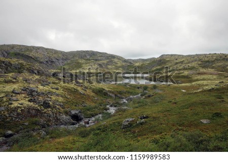 Scenic tundra and lakes landscape, Sredny Peninsula, Russia