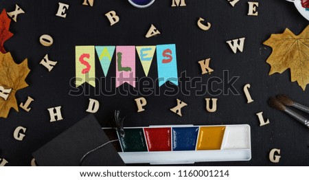 Back to school colorful background. Overhead perspective