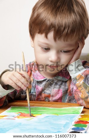 happy children draw picture