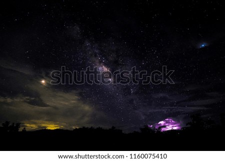 The beauty of the milky way galaxy and the night sky, Northern part of Thailand. 