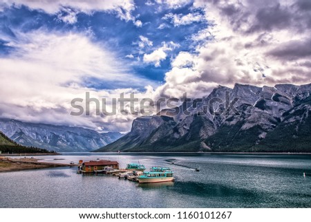Lake Minnewanka, Banff, Canada Royalty-Free Stock Photo #1160101267