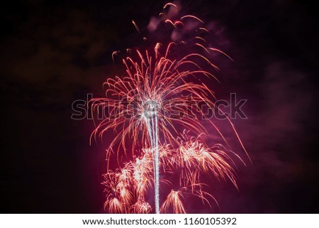 Colorful fireworks of various colors over night sky