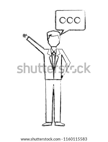 businessman charatcer with speech bubble
