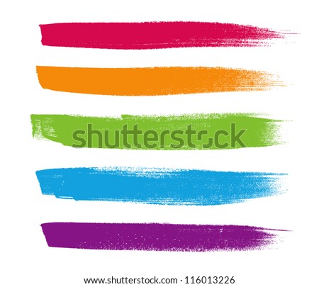 Rainbow vector brush strokes collection