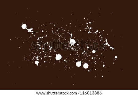 White vector paint drops splatter over brown background