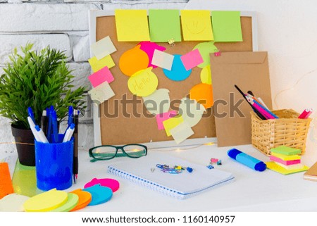 Cork board with notes, clipping path included