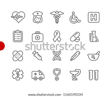 Medical Icons // Red Point Series - Vector line icons for your digital or print projects. Royalty-Free Stock Photo #1160190334