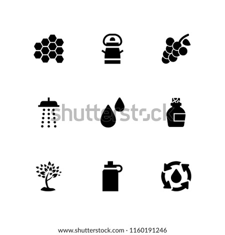 drop icon. 9 drop set with shower, grape, milk and honey vector icons for web and mobile app