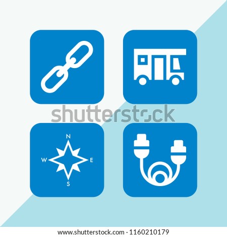 port icon. 4 port set with chain, transport, hdmi and cardinal points on winds star symbol vector icons for web and mobile app