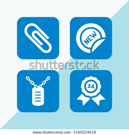 4 tag icons in vector set. label, sticker, dog tag and clip illustration for web and graphic design