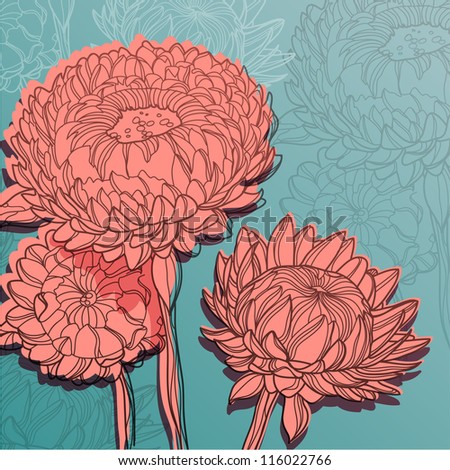 vector vintage background with chrysanthemums for your design