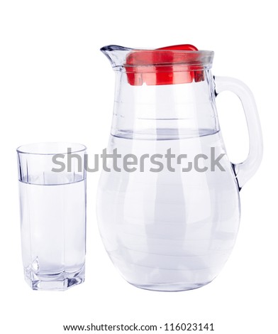 Decanter with water isolated over white