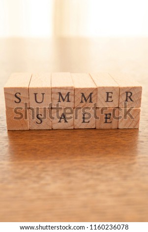 Wooden Text Block of Summer Sale