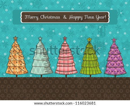 background with forest of christmas trees, vector illustration