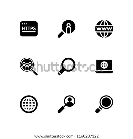 9 browser icons in vector set. www, search and http illustration for web and graphic design
