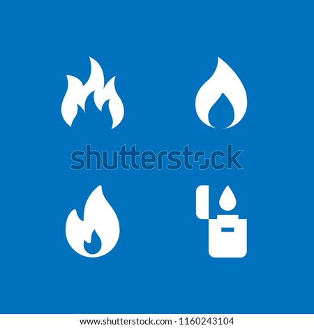 4 burn icons in vector set. fire, lighter and flame illustration for web and graphic design. Flame icon. Royalty-Free Stock Photo #1160243104