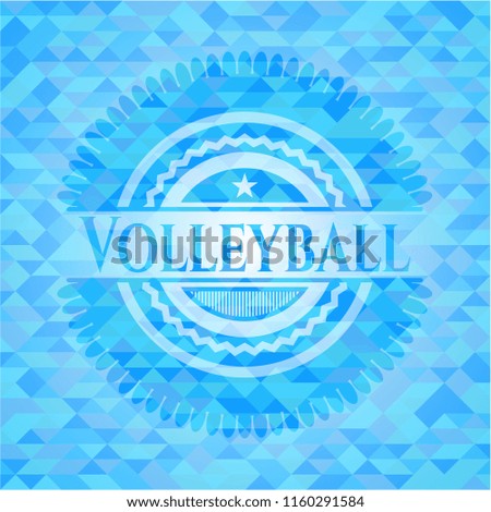 Volleyball sky blue emblem with mosaic background