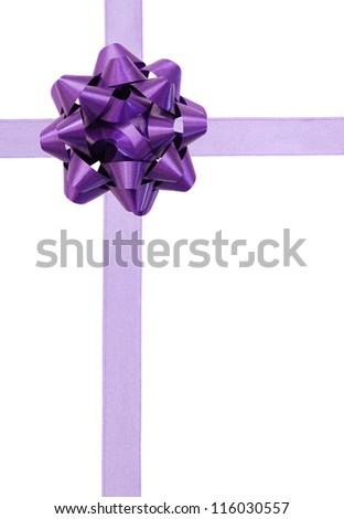 Purple ribbon over white paper