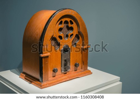Ancient Radio in brown based on a white board