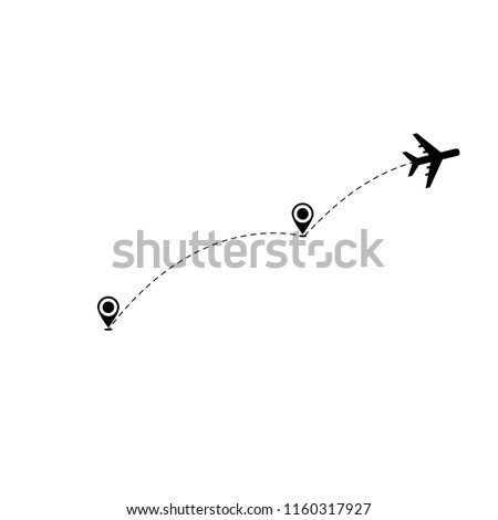 White background with stroke lines and airplane