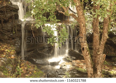 Long exposure of a backyard waterfall.Phu(MOUNTAIN)- la-O (beautiful) waterfall