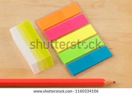 Color paper stickers and school writing instruments